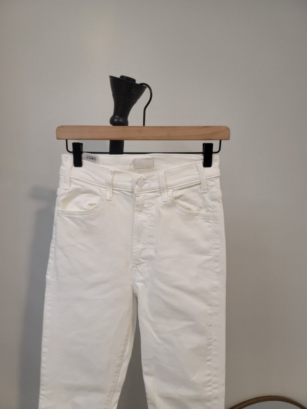 Mother The Hustler Ankle Fray Jeans Womens 26 White Raw Hem Crop USA Denim - Picture 2 of 9